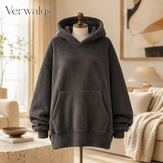 Verwalqs™ CloudForm Oversized Lounge Hoodie – Unisex Soft Fleece Pullover Homewear